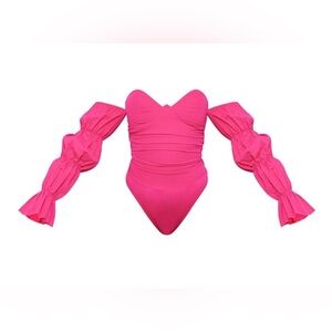 PrettyLittleThing Hot Pink Off-Shoulder Bodysuit